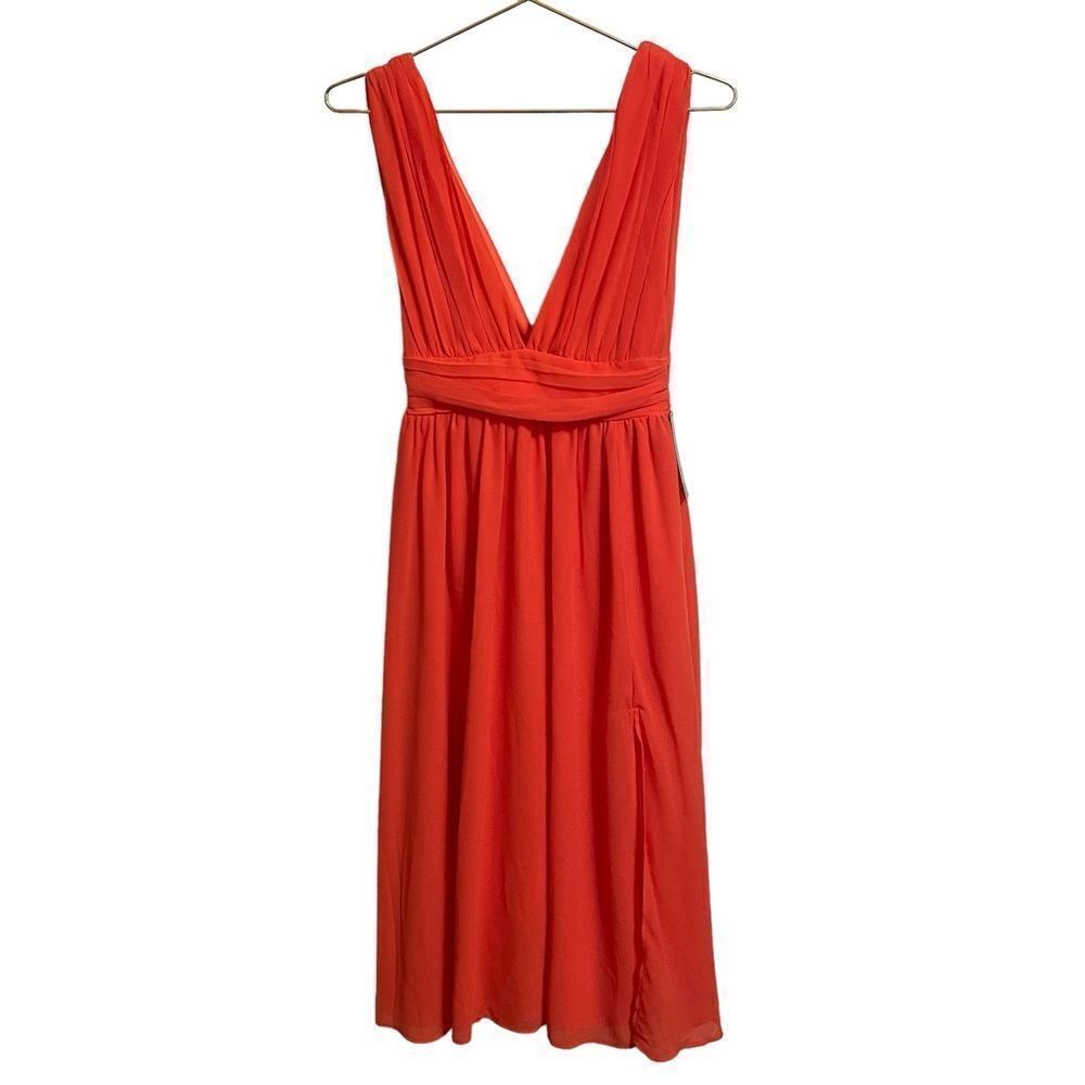Lulus Divine Dahlia Midi Dress Coral Pink Small NWT - Picture 2 of 9